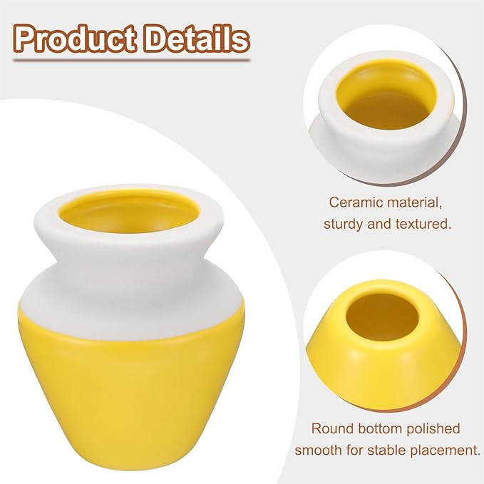 HARFINGTON Ceramic Chasen Stand 73mm Matcha Whisk Holder Teas Set Whisks Stand Traditional Matcha Tea Chasen Holder Tea Set Accessories for Tea Tasting, Yellow White