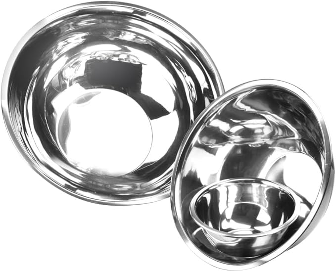 YBM HOME Stainless Steel Large Mixing Bowls (Set of 3) for Baking, Cooking, and Prepping, Includes 10.25, 16, 20 Quart, Stackable for Convenient Storage, 1194-96-90set