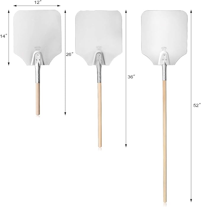 New Star Foodservice 50158 Aluminum Pizza Peel, Wooden Handle, 12 x 14 inch Blade, 26 inch overall