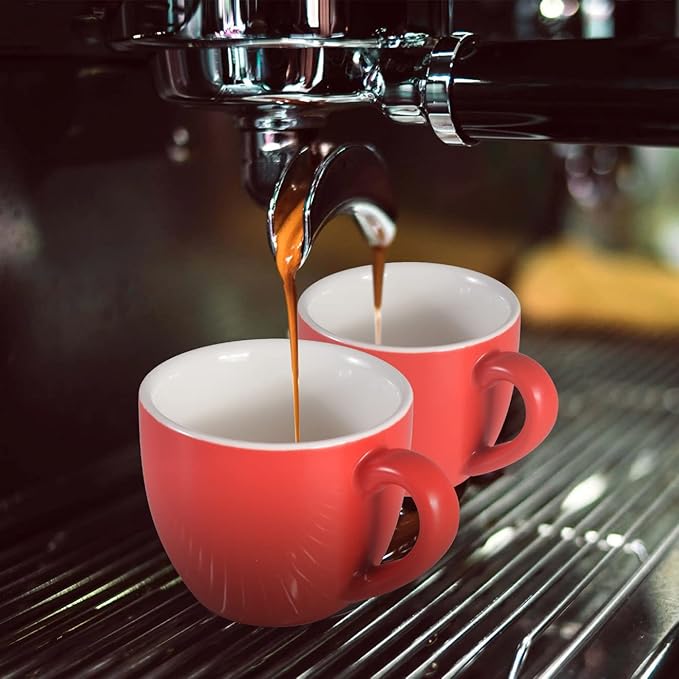 homEdge Mini Procelain Espresso Cup, 3 Ounces / 90 ml Tiny Coffee Mugs Demitasse for Espresso, Tea- Red