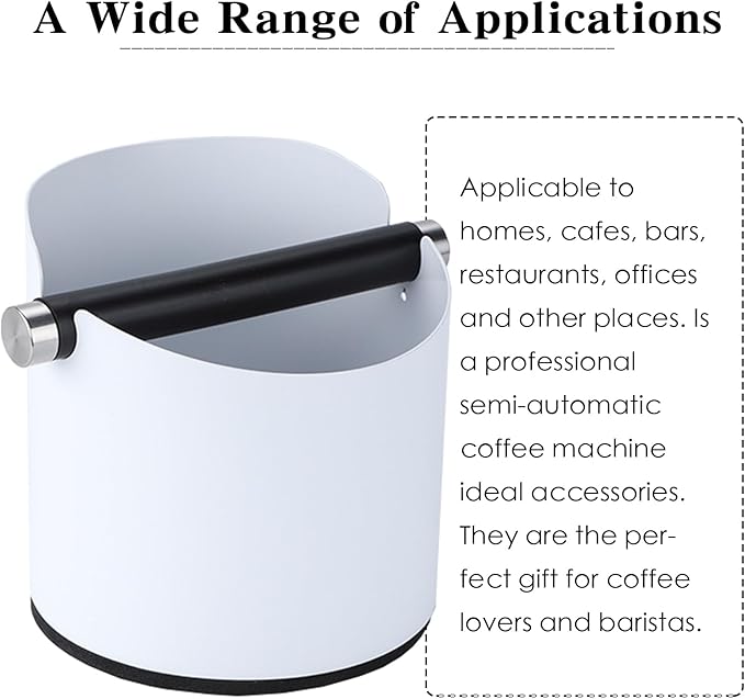 Italian Espresso Tapping Box, Stainless Steel Coffee Grinding Tapping Box, With Detachable Tapping Rod And Anti Slip Rubber Base (White)