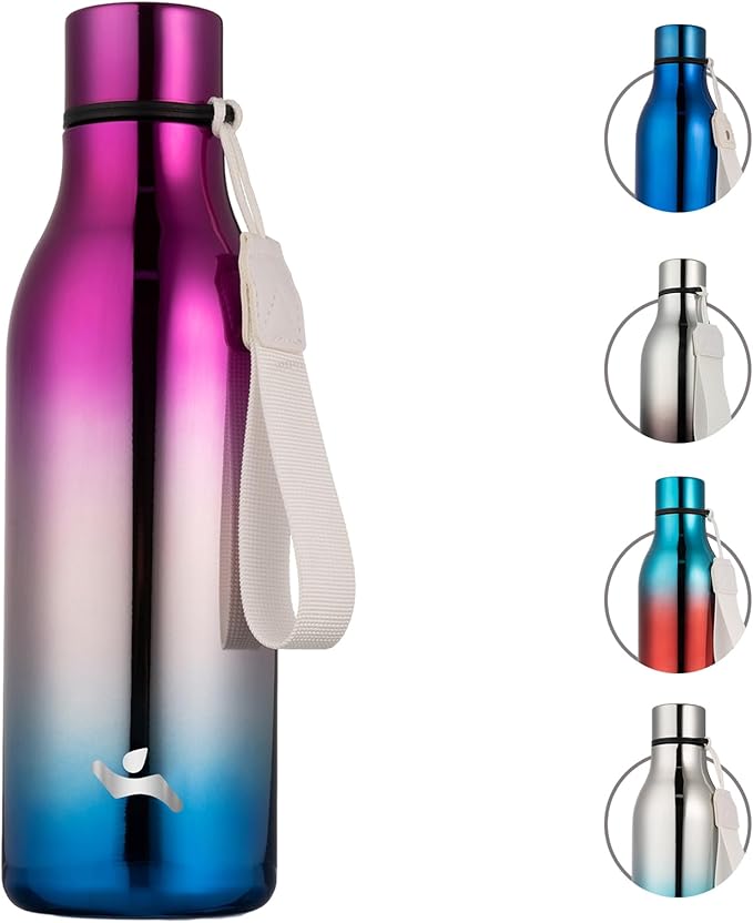 Insulated Water Bottle with Strap,18 oz Double Wall Stainless Steel Vacuum Bottles Metal Water Flask,Wonderland