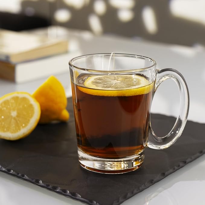 LEMONSODA Clear Large Glass Coffee Mug with Handles for Hot Beverages, Clear Mugs for Espresso, Tea, Cappucino, Latte, Juice (8.75 oz, 10.5 oz, 12 oz) (10.5 oz, Set of 6)