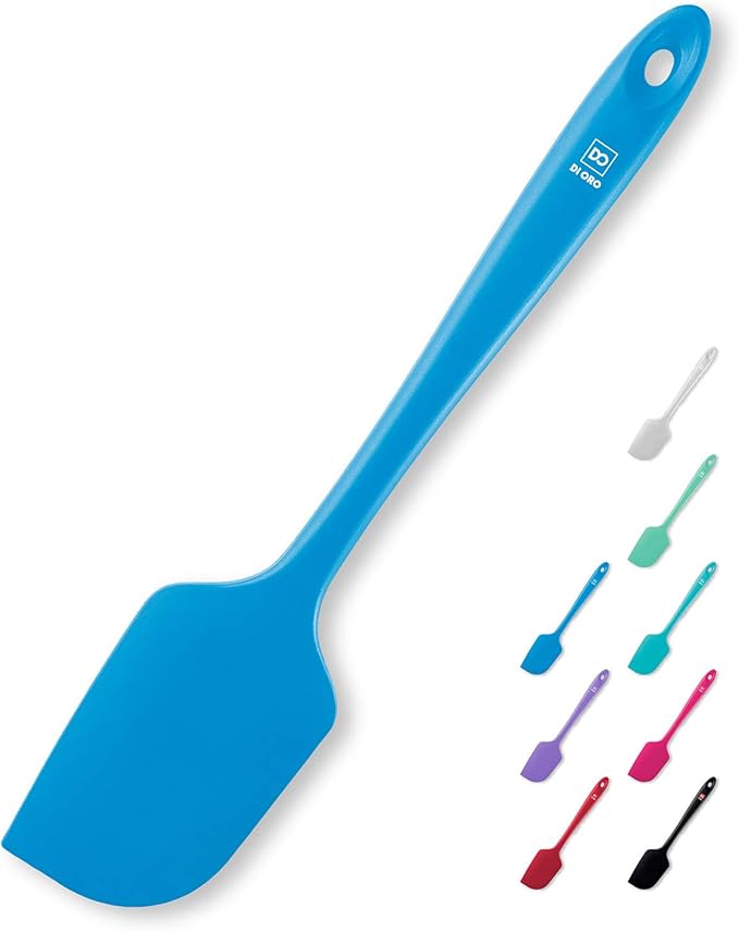 DI ORO Silicone Spatula - 600°F Heat-Resistant Rubber Kitchen Spatula for Baking, Scraping, & Mixing - BPA Free Nonstick Cookware Safe Flexible Utensil for Cooking - Seamless & Dishwasher Safe (Blue)