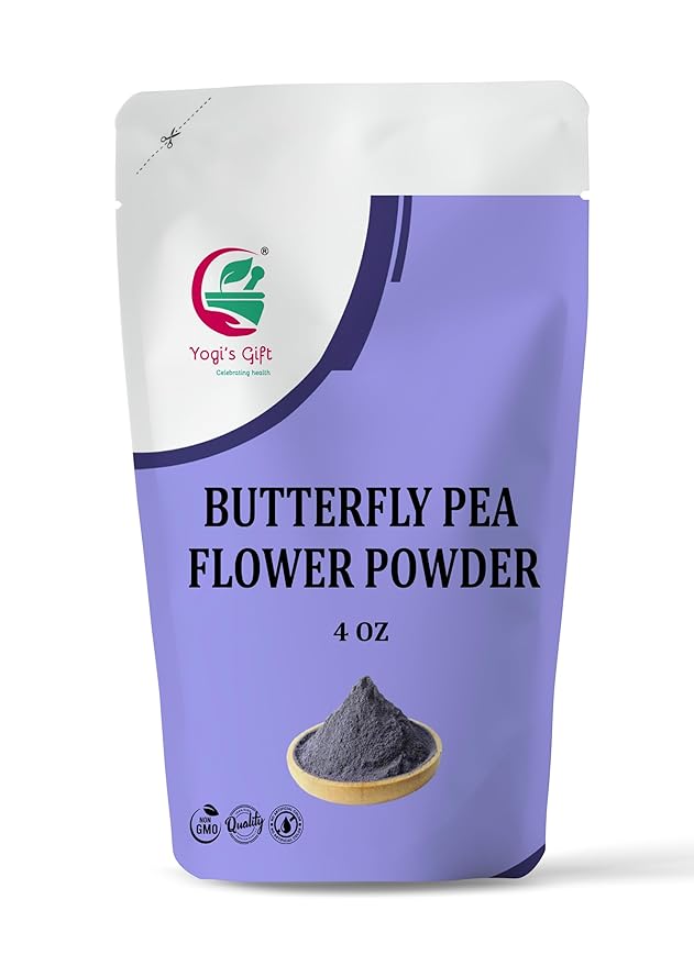 Butterfly Pea Flower Powder 4oz, 100% Pure & Natural Blue Matcha Powder, Premium Quality for Tea, Lattes, Smoothies & Natural Food Coloring - By Yogi’s Gift®