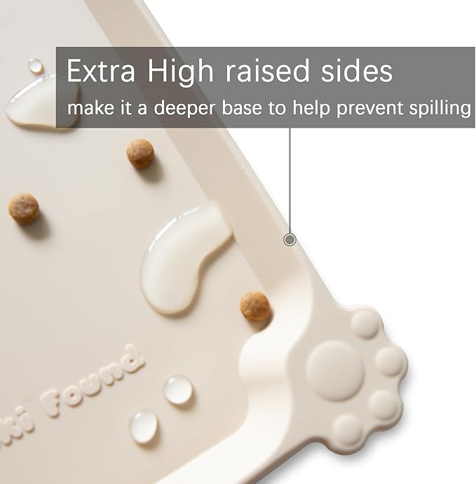 Hoki Found L Silicone Non Slip Pet Dog Cat Bowl Mats - Waterproof Dog Cat Food Mats for Carpet - PapayaWhip