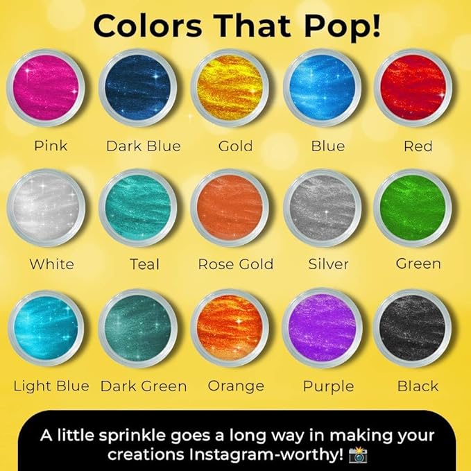 Luster Dust Edible Cake Decorations, Yellow Edible Luster Dust for Cupcake Decorations Edible Luster Dust for Drinks, Cake Drip, Yellow Fondant and Edible Paint for Cakes, Drink Glitter Edible Dust