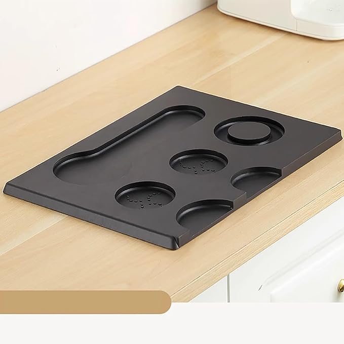 Espresso Tamping Mat, Large Tamping Mat with Corner Edge, Anti-Slip Espresso Silicone Mat For Baristas Tool Supplies, Coffee & Espresso Machine Parts & Accessories, Black 12.6 x 9.5 inch
