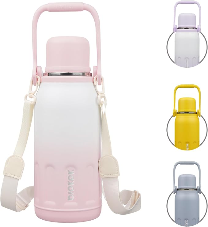 BJPKPK Insulated 40oz Thermos Water Bottle with Lid and Carry Handle Dishwasher Safe Stainless Steel Water Bottles,Pink Pearl