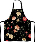 Watercolor Floral Pattern with of Roses Adjustable Bib Apron Kitchen Cooking Baking Gardening Apron for Women Men