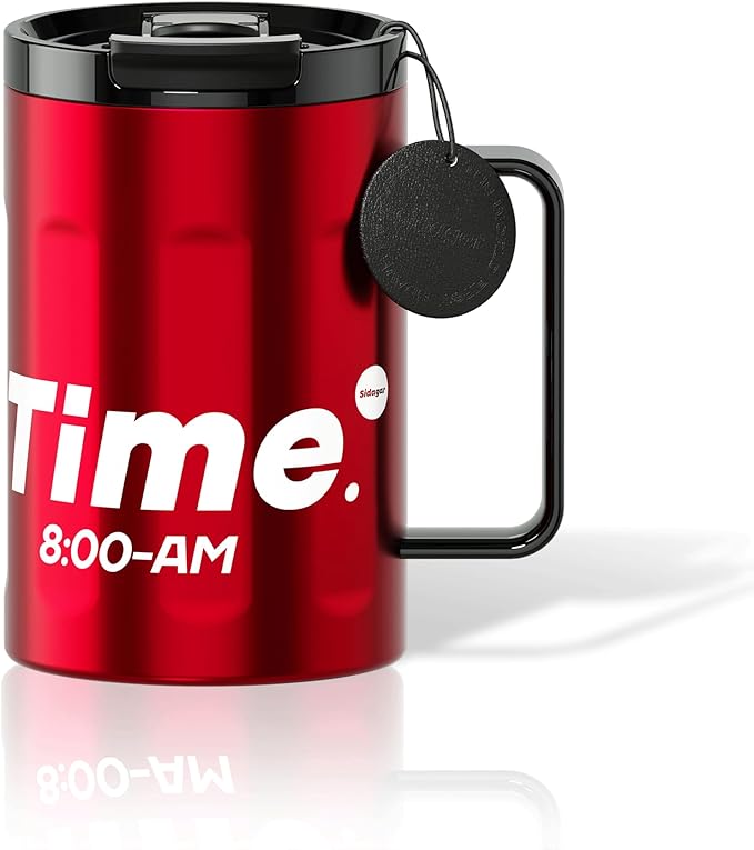 Sidagar+ 18 OZ z Stainless Steel Insulated Coffee Mug with Handle and Lid, Double Wall Vacuum Travel Mug, Tumbler Cup with Sliding Lid, Resuable Insulated Coffee Tumbler, Red