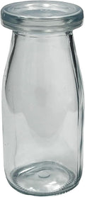 6.76 oz / 200ml Vintage Glass Bottle with Leakproof Clear Lid, Reusable & Eco-Friendly – Ideal for Milk, Juices, Smoothies, Infused Water, BPA-Free Glass Bottle (12-Pack)