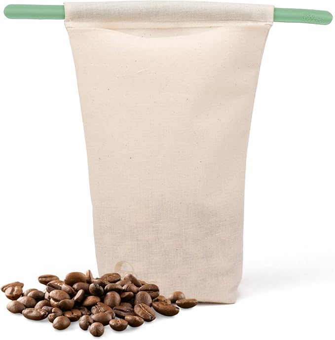 Food Huggers Sustainable Coffee Storage| Bulk Bean Bag | Eco-Friendly, Zero-Waste | BPA-Free, Dishwasher Safe Silicone | Ideal for Groceries, Food | Reusable, Large (1pc)