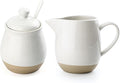 famiware Milkyway Ceramic Sugar and Creamer Set, 10oz Sugar Bowl & 13oz Creamer Set – Stoneware Milk Pitcher & Sugar Dispenser for Coffee Bar, Kitchen, or Countertop, Coffee Serving Set, White