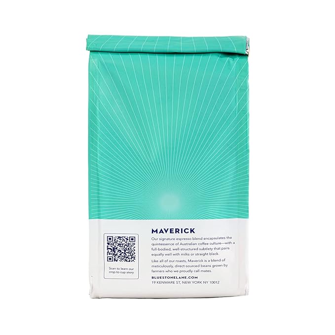 Bluestone Lane Ground Coffee, Maverick Espresso Blend, Medium Roast, 12 Ounce Bag