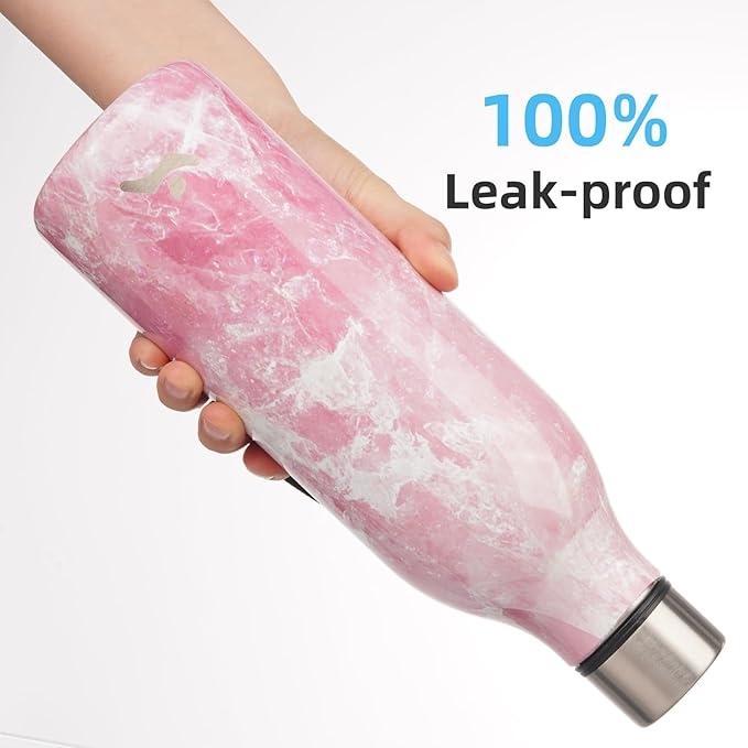 Insulated Water Bottle with Strap,25 oz Double Wall Stainless Steel Vacuum Bottles Metal Water Flask,Blossom