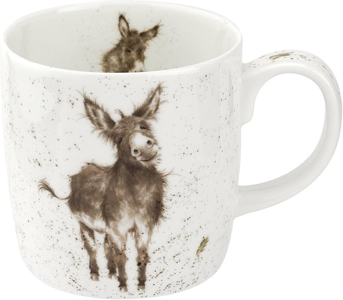 Royal Worcester Wrendale Designs 14 oz Mug, Gentle Jack - Fine Bone China with Donkey Motif - Woodland Themed Tea Mug for Cozy Cottagecore Homes - Safe Ceramic Drinkware for Daily Use