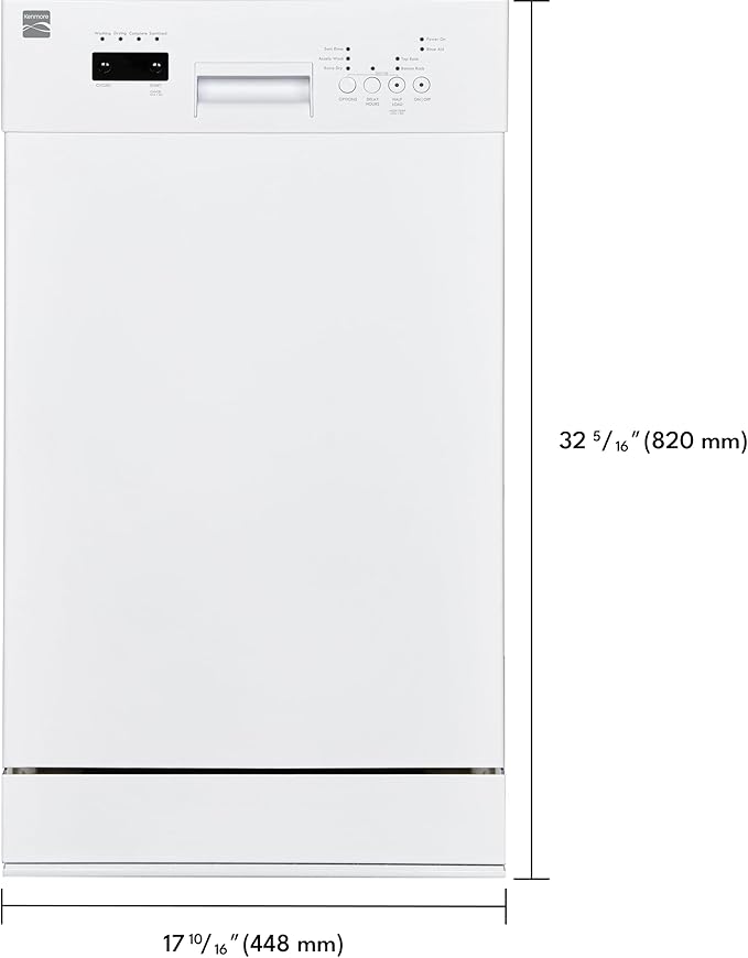 Kenmore 18" Built-in Stainless Steel Tub Dishwasher EasyFlex 3rd, SmartWash, UltraWash Plus, TurboDry, MoreSpace Adjustable Rack, Energy Star Certified, White