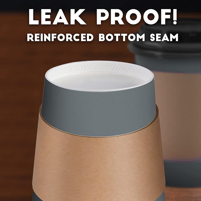 【100 Pack - 12 oz Disposable Coffee Cups To Go with Lids Sleeves and Straws 100% Biodegradable & Compostable Pla Eco Friendly Paper Coffee Cups for Tea Coffee Hot Chocolate