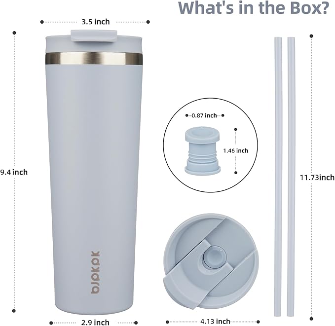 BJPKPK 30oz Stainless Steel Insulated Tumbler With lid And Straw Travel Coffee Thermal Tumblers Cup For Women And Men,Modern Blue