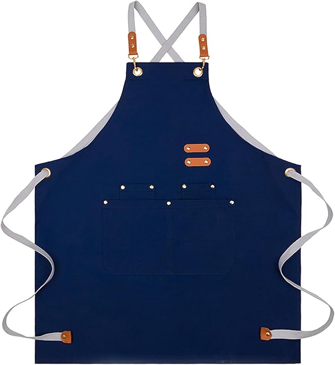 Lisianthus 2 Pack Adjustable Bib Aprons for Women with Pockets, Men's Kitchen Cooking Apron