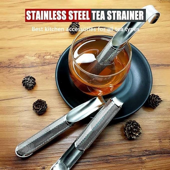 Stainless Steel Tea Diffuser, 2025 New Tea Artifact Creative Pipe Tea Infuser Mesh Strainer with Hanging Hook Handle, Universal Fine Holes Tea Interval Diffuser for Loose Tea Leaf Coffee Etc (2)
