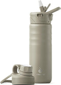 IDEUS Insulated Stainless Steel Water Bottle with 2 Leak-Proof Lids, Thermal Water Flask for Hiking Biking, 24oz, Celadon