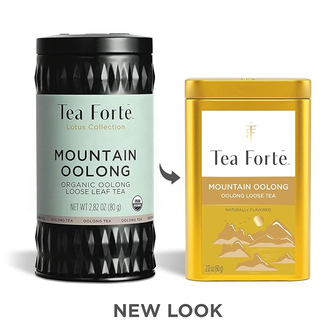 Tea Forte Mountain Oolong Premium Loose Leaf Caffeinated Oolong Tea Blend Canister, Makes 35-50 Cups