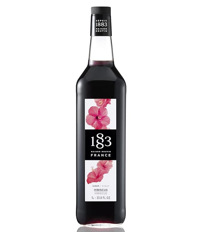 1883 Hibiscus Syrup for Drinks, Made in France, 1 Liter Plastic Bottle