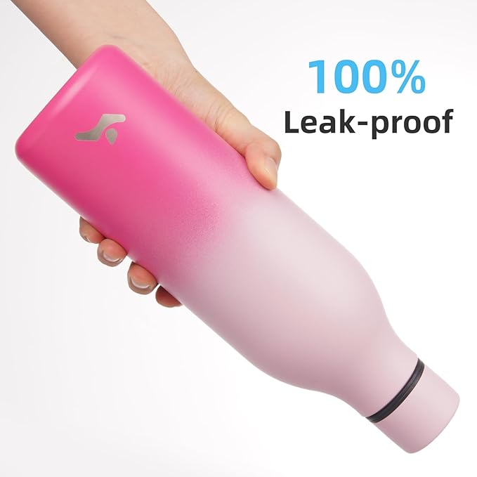 Insulated Water Bottle with Strap,25 oz Double Wall Stainless Steel Vacuum Bottles Metal Water Flask,Cherry