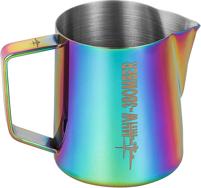 MHW-3BOMBER Milk Frothing Pitcher 16.9oz/500ml Latte Art Pitcher Stainless Steel Espresso Steaming Pitcher Colorful Barista Milk Jug P5911C-OS