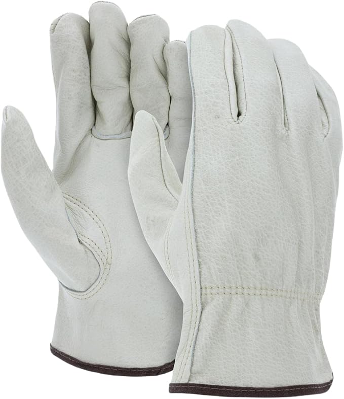 Heavy Duty Durable Cowhide Leather Driver Work Gloves for Truck Driving
