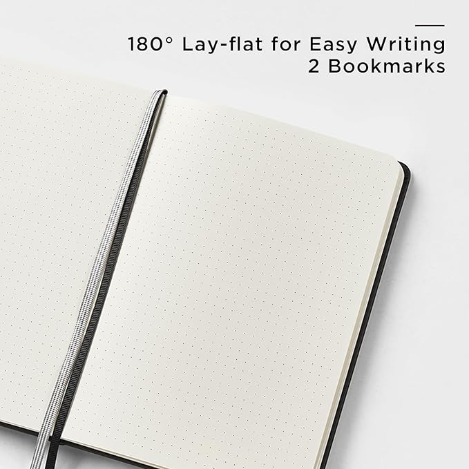 &And Per Se Dotted Journal Notebook (10 packs), A5 Hardcover Leather Bullet Dotted Journal, 160 Pages 100GSM Thick Paper, 3 Sheets of Stickers Included - 5.7'' x 8'' (Black)