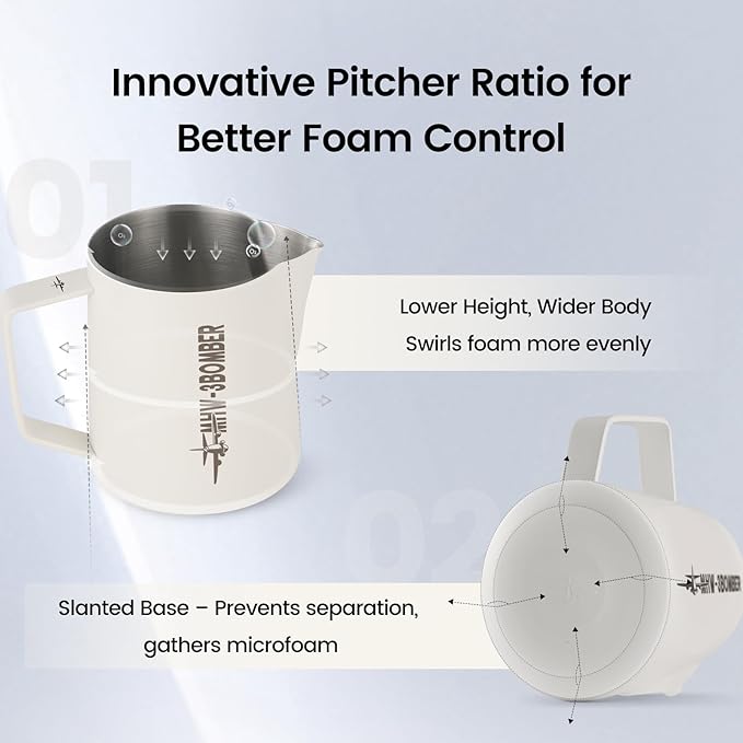 MHW-3BOMBER Milk Frothing Pitcher 16.9oz/500ml Latte Art Pitcher, Espresso Steaming Pitcher with Round Spout, Red P6741R