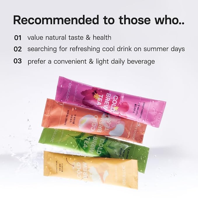 OSULLOC Cold Brew Tea Gift (20 count, 4 flavors x 5 EA) | Assorted Korea Iced Tea Bag Gift Sampler Set for Summer | Easy-to-go stick type Tea Bag Series | Premium Blended Tea from Jeju