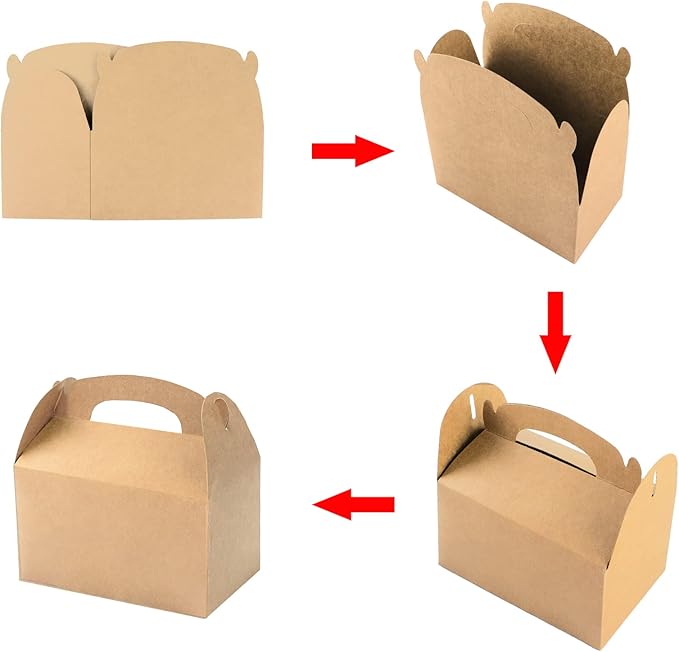 Bonfasvo Gift Boxes 30 Pack 6.2x3.5x3.5 inches Brown Fold Kraft Paper Boxes Bridesmaids Proposal Box Cupcake Boxes Easy Assemble Boxes with Lids for Wedding Birthday Party Christmas