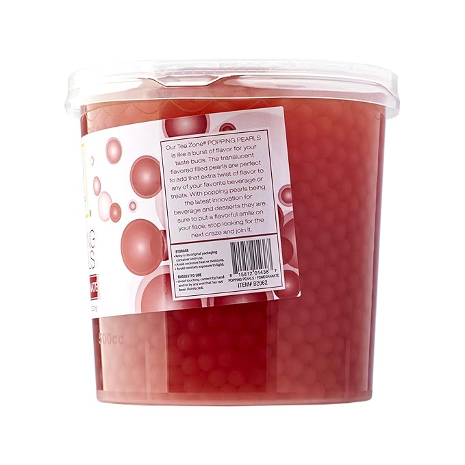 Tea Zone [7 Pounds] Pomegranate Popping Pearls for Boba Tea Beverages, Sweets, Ice Cream Topping | B2062