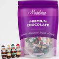 Madelaine Solid Premium Dark Chocolate Mini Santas - Christmas Candy, Holiday Treats - Individually Wrapped In Italian Foil Featuring Assorted Holiday Designs (1/2 LB)