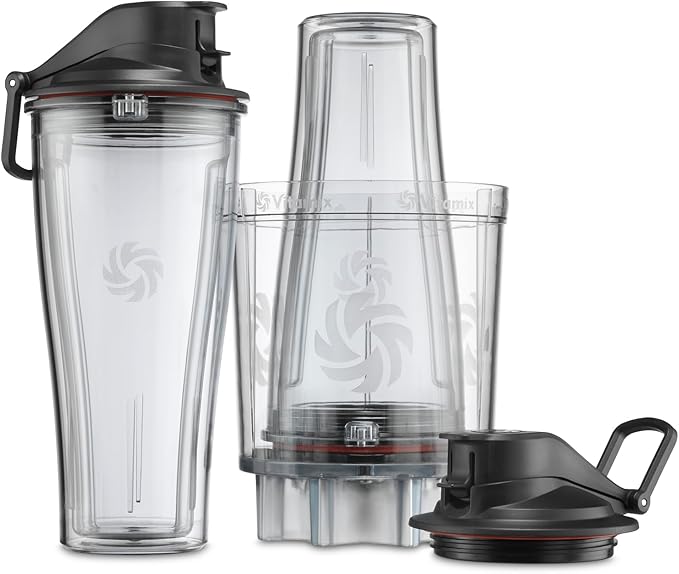 Vitamix Personal Cup Adapter, BPA-Free, Dishwasher Safe, Two 20oz Cups, Two Lids and One Adapter, Clear