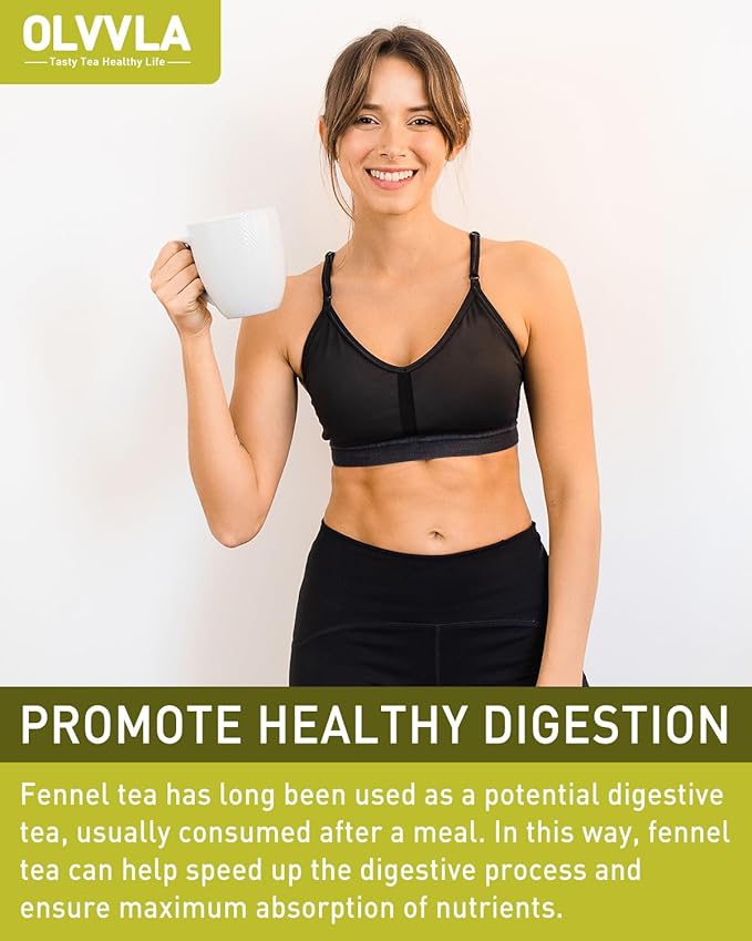 Olvvla - Premium Fennel Tea Bags - 4g X 50 Count - 100% Pure Natural Whole Fennel Seeds - Sweet & Smooth - Non-GMO - Caffeine-free - Support Digestion & Promote Relaxation