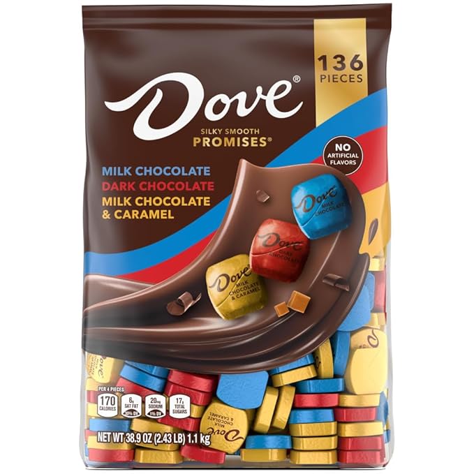 DOVE PROMISES Milk, Dark and Milk & Caramel Assorted Chocolate Candy, 136 Ct Bulk Bag