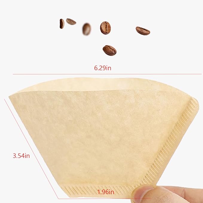 Cone Coffee Filters, 200pcs Unbleached Brown Paper, 2-6 Cup, Compatible with Hario V60 02, CHEMEX 3-cup Coffee Maker