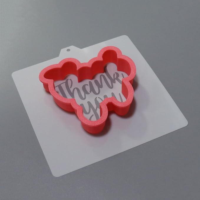 Thank You Cookie cutter and stencil set Baking stencils and cutters bundle DIY bakery decorating kit Cookie cutters with stencils Icing stencil and cookie cutter combo(Thank you)