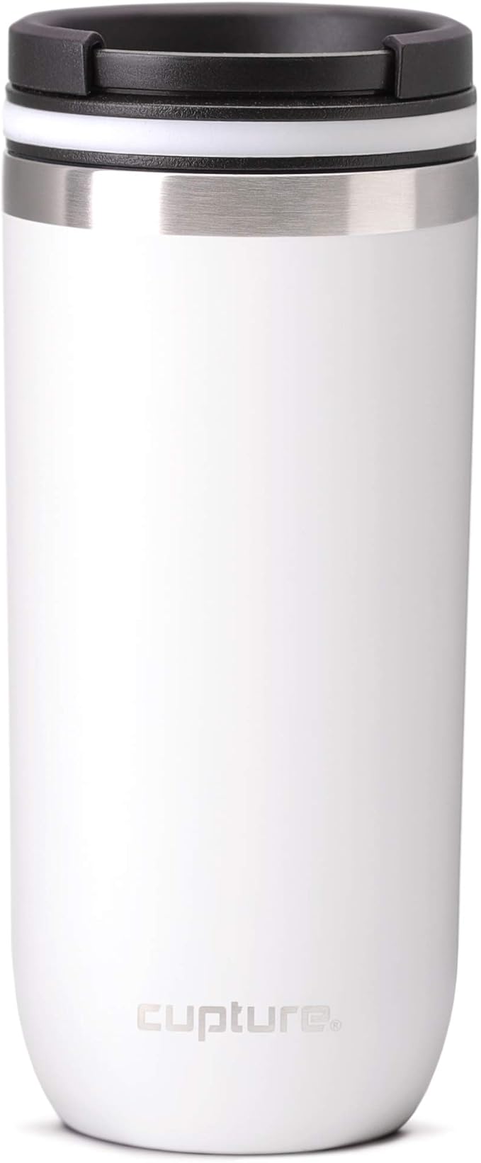 Cupture TWIST-TOP Vacuum-Insulated Stainless Steel Travel Mug, 16 oz, Winter White
