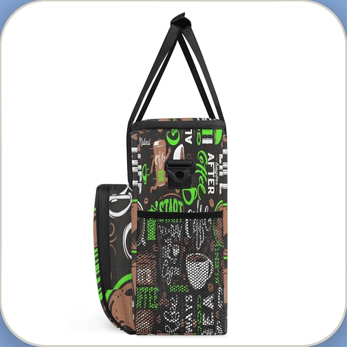 Green Start Your Day Coffee Coffee Maker Carrying Bag, Coffee Machine Travel Storage Bag Compatible with K-Mini or K-Mini Plus, Portable Single Serve Coffee Brewer Case with Pockets for K-Cup Pods