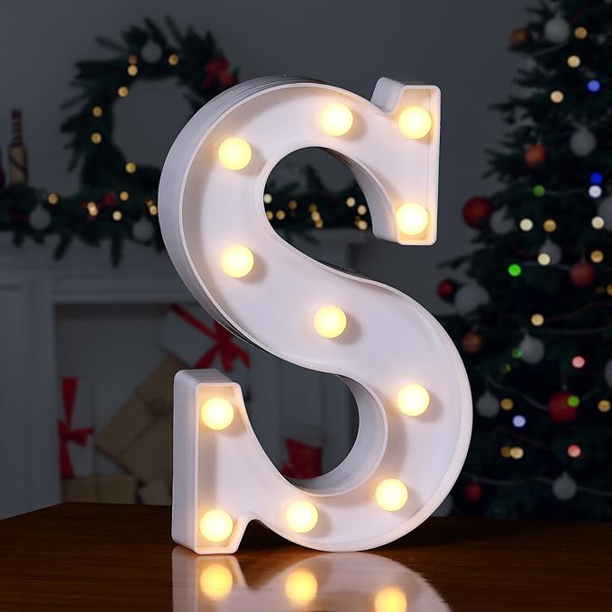 Foaky LED Letter Lights Sign Marquee Light Up Letters Sign for Night Light Wedding/Birthday Party Battery Powered Christmas Lamp Home Bar Decoration(S)