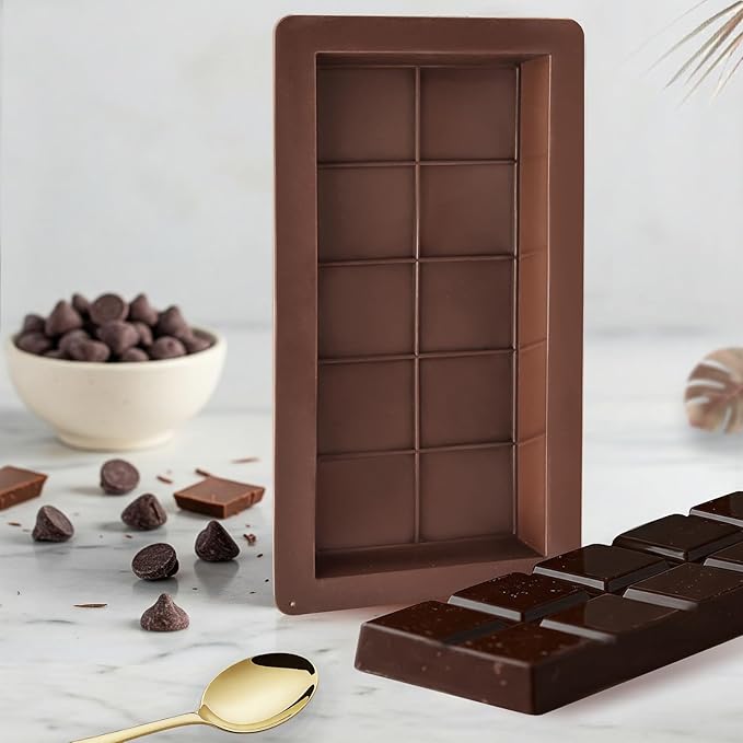 2 Pack Deep Dubai Chocolate Bar Molds, 1 Inch Silicone Chocolate Mold, Perfect for Homemade Chocolate Bar Pistachio with Scraper