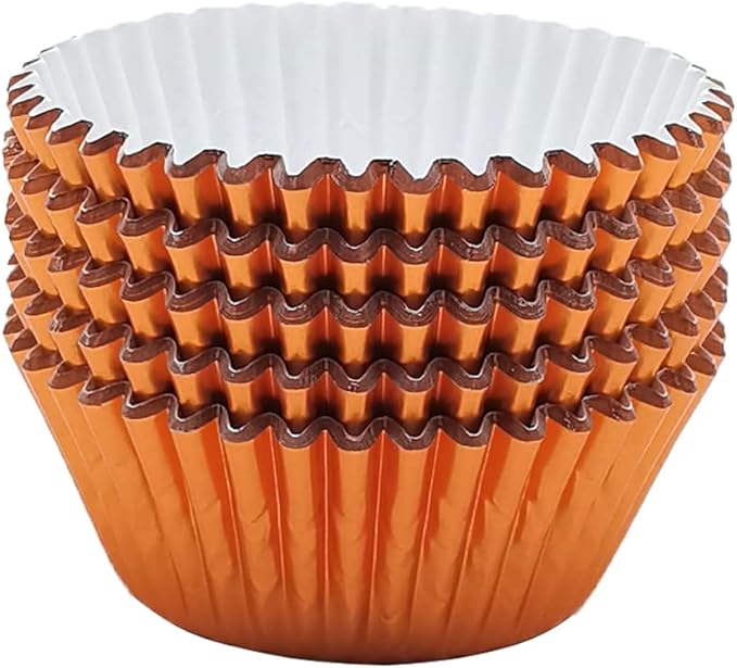 Standard Orange Foil Cupcake Liners Muffin Baking Cups for Party and More, 100-Count
