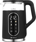 Electric Kettle, 1500W Fast Boiling Glass Water Kettle with Temperature Control, 1.7L Cordless Stainless Steel Base, Keep Warm & Auto Shut-Off, BPA-Free, Black