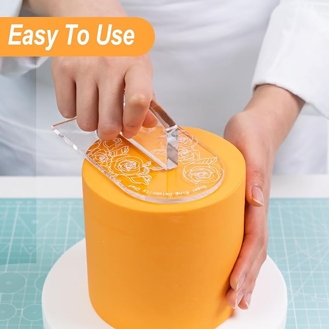 KALAIEN Fondant Smoother with Handle Acrylic Cake Smoother Tool for Icing fondant tools set-Round
